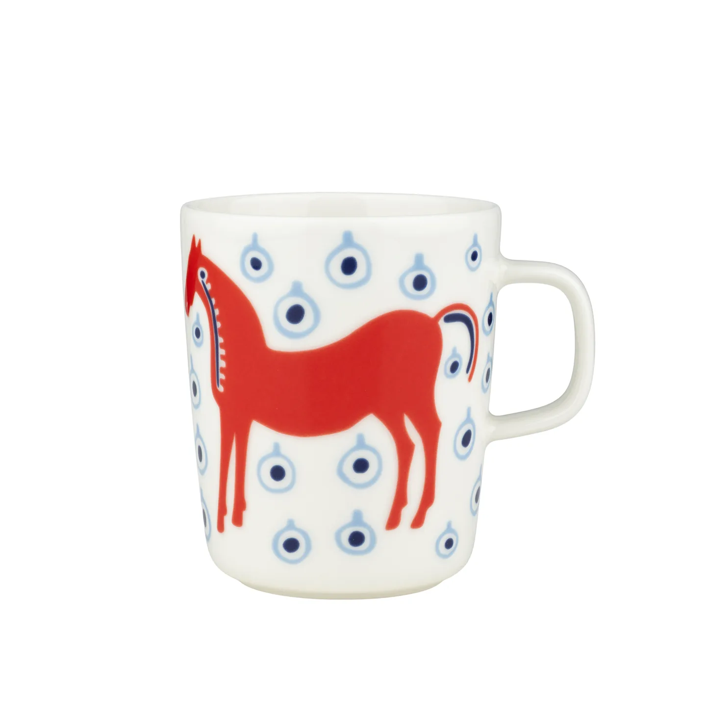 Marimekko - MUSTA TAMMA MUG 2,5DL, off white, orange red, lt.blue - Kaffekoppar - Röd,Vit,Blå