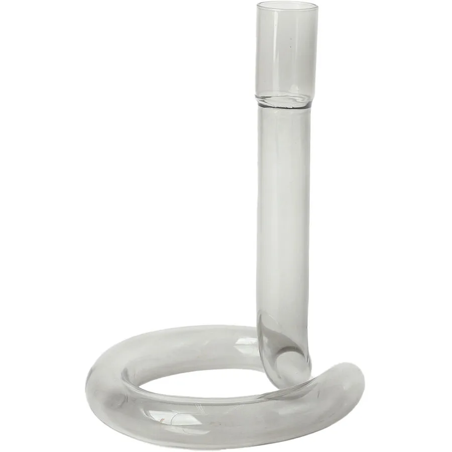 Kerzenständer Glas H17cm grau