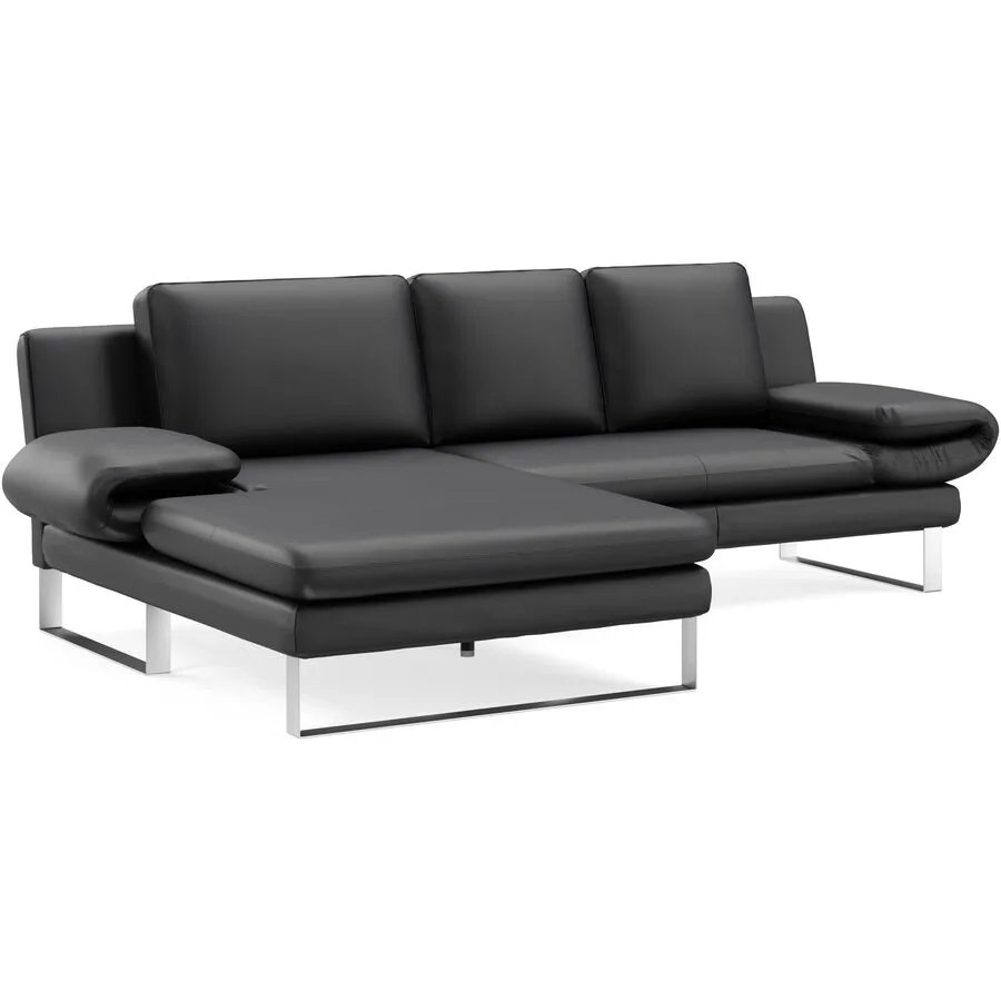 Ecksofa Jarek Schwarz Leder 321 cm 168 cm - Möbel Konfigurator: Traummöbel individuell zusammenstellen