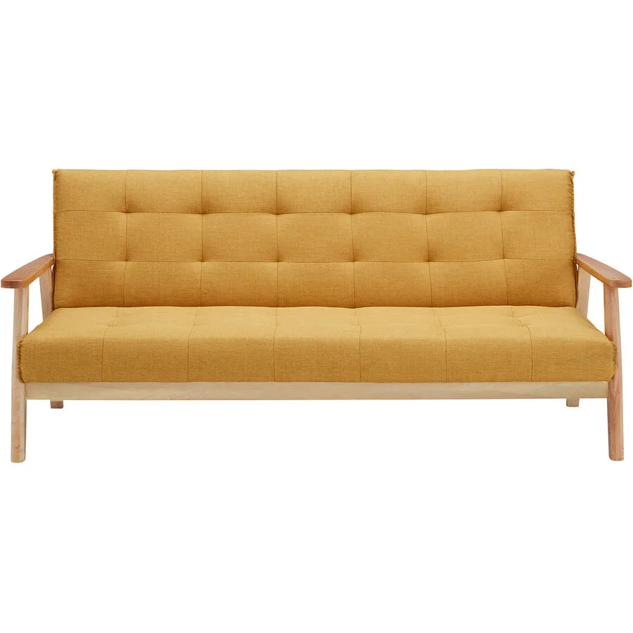 Bettsofa Ugo Senfgelb Strukturstoff, Holz B 190 T 85 cm Verstellbare Lehne