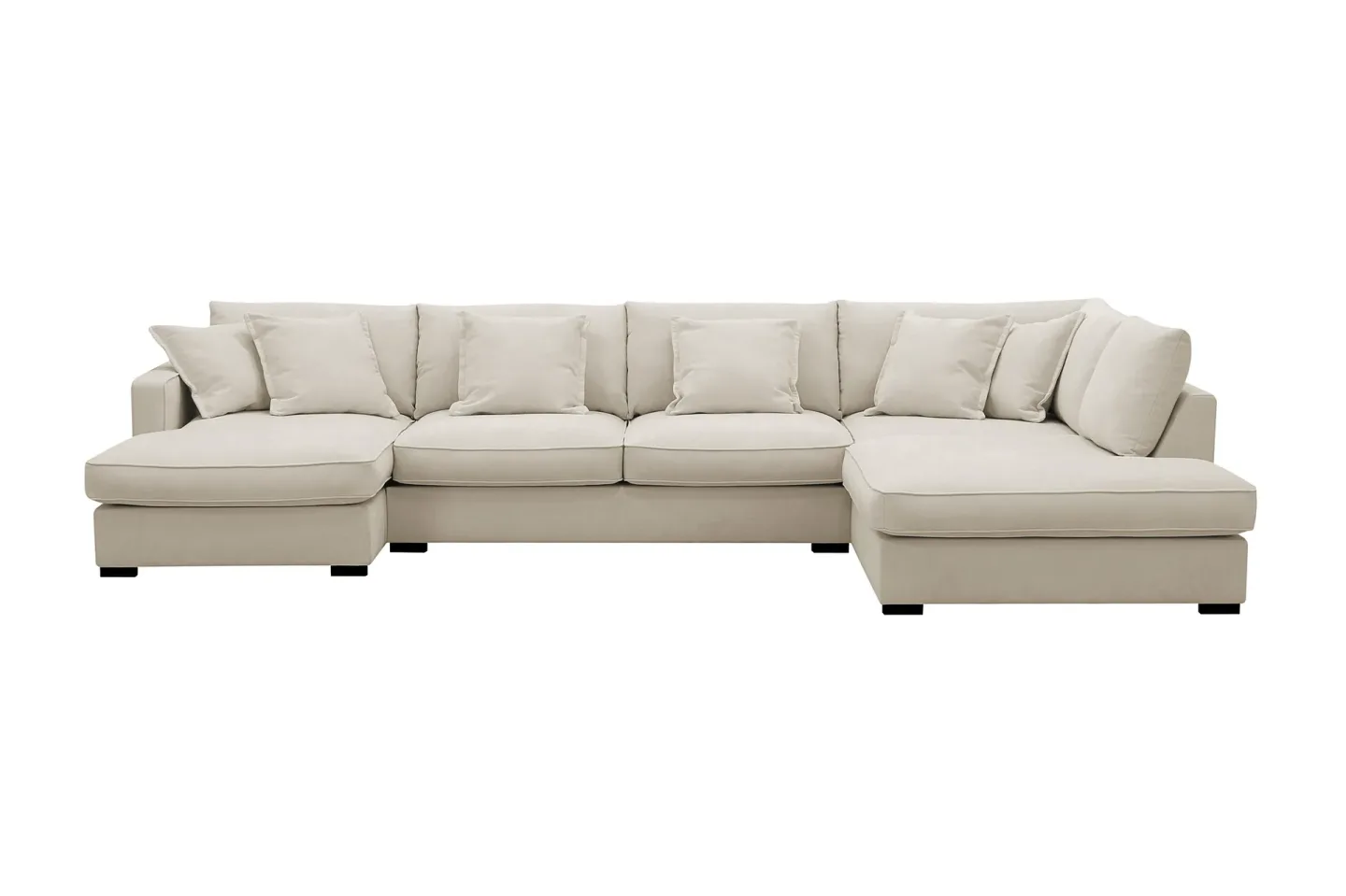 Rossita Lyx 5-sits Högervänd U-formad Extra djup Soffa med Divan och Schäslong i Tyg - Beige