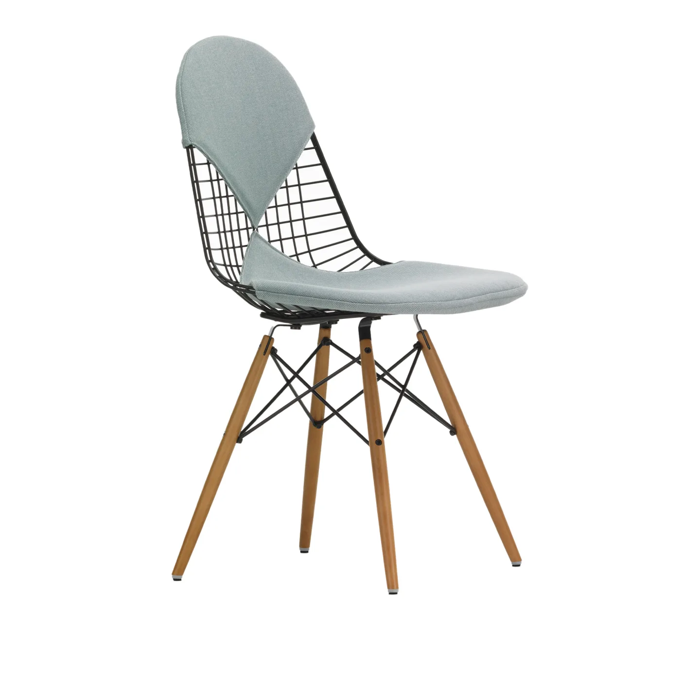 Vitra - Wire Chair DKW-2, Black Maple, Läder: Kat. L40 - Leather Premium - 97 - Matstolar - Charles & Ray Eames - Brun - Metall/Trä