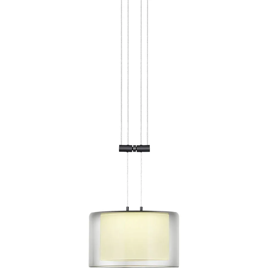 Designer-Pendellampe Bankamp Strada 2.0 Grand Smoke 1 dimmbar D 20 cm - Farbe: Schwarz/Silber/Transparent - LED - Lichtfarbe: Extra warmweiss -
