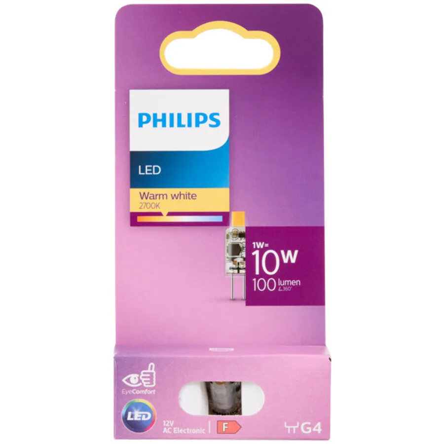 Leuchtmittel Philips Glas G4 1 W - Farbe: klar - LED - Lichtfarbe: Extra warmweiss - LED Leuchtmittel