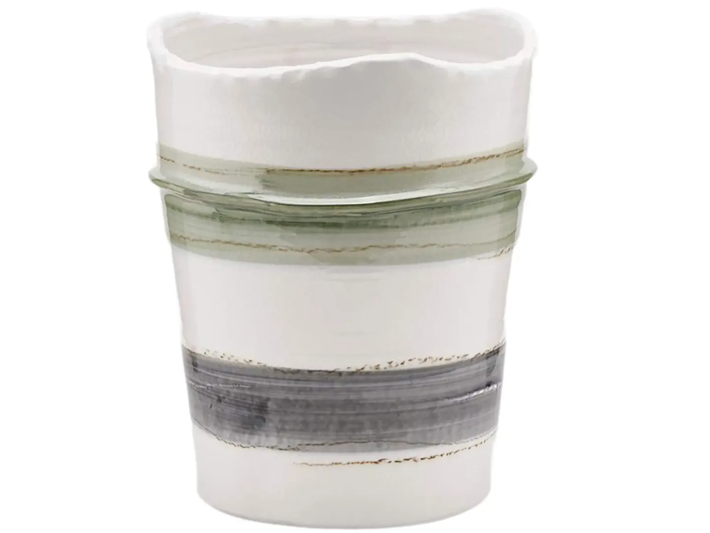 Edg Vase Keramik Glasiert Weiss-Grün H: 32 cm | Schubiger Möbel