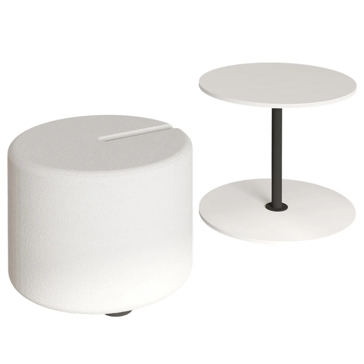 Torven Set med sidobord 43x47x43 cm - Vit