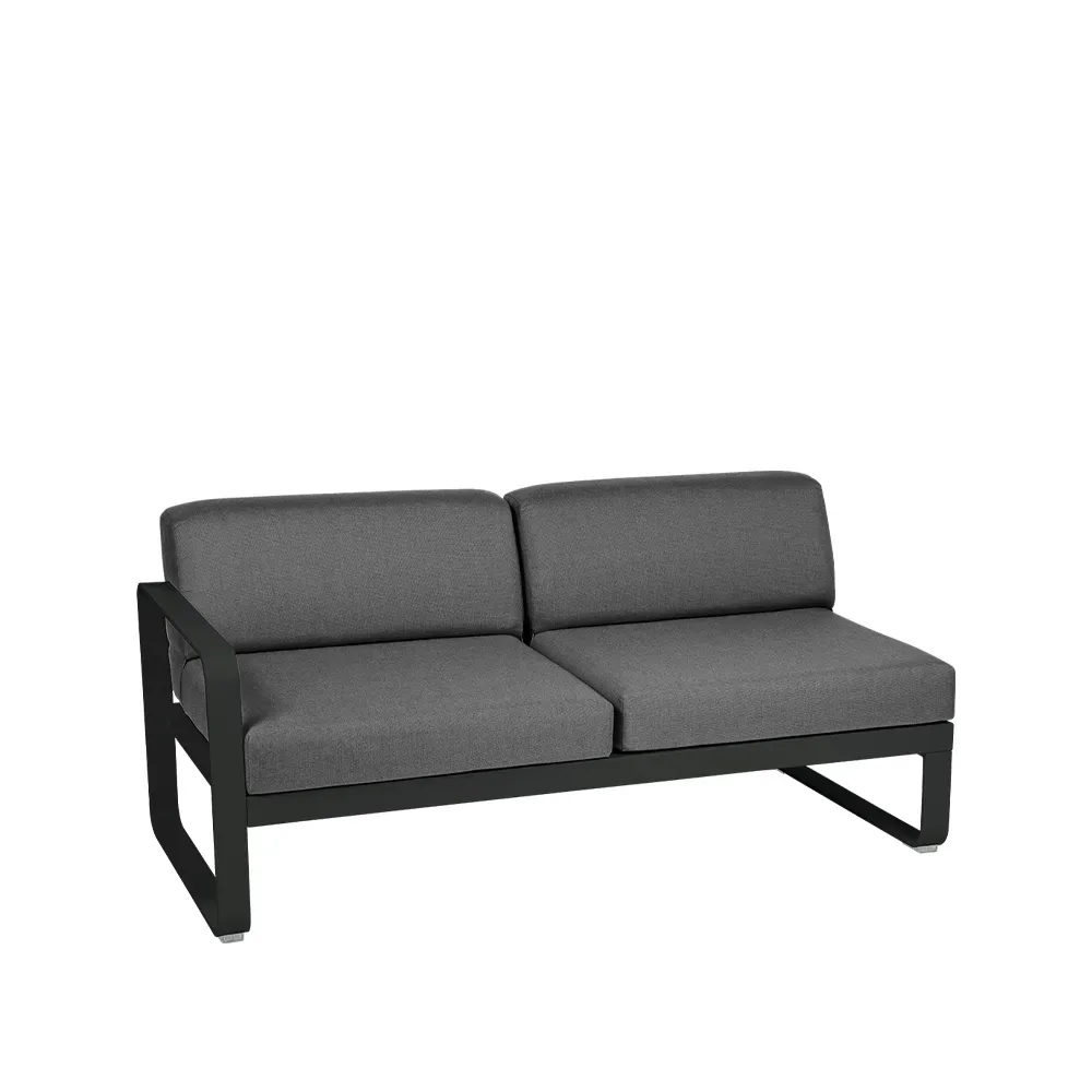 Fermob Bellevie Left modulsoffa 2-sits Liquorice (svart), graphite grey dyna