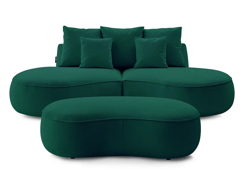 3er Sofa mit Hocker BOBOCHIC SAINT-GERMAIN Stoff mit Textur grün