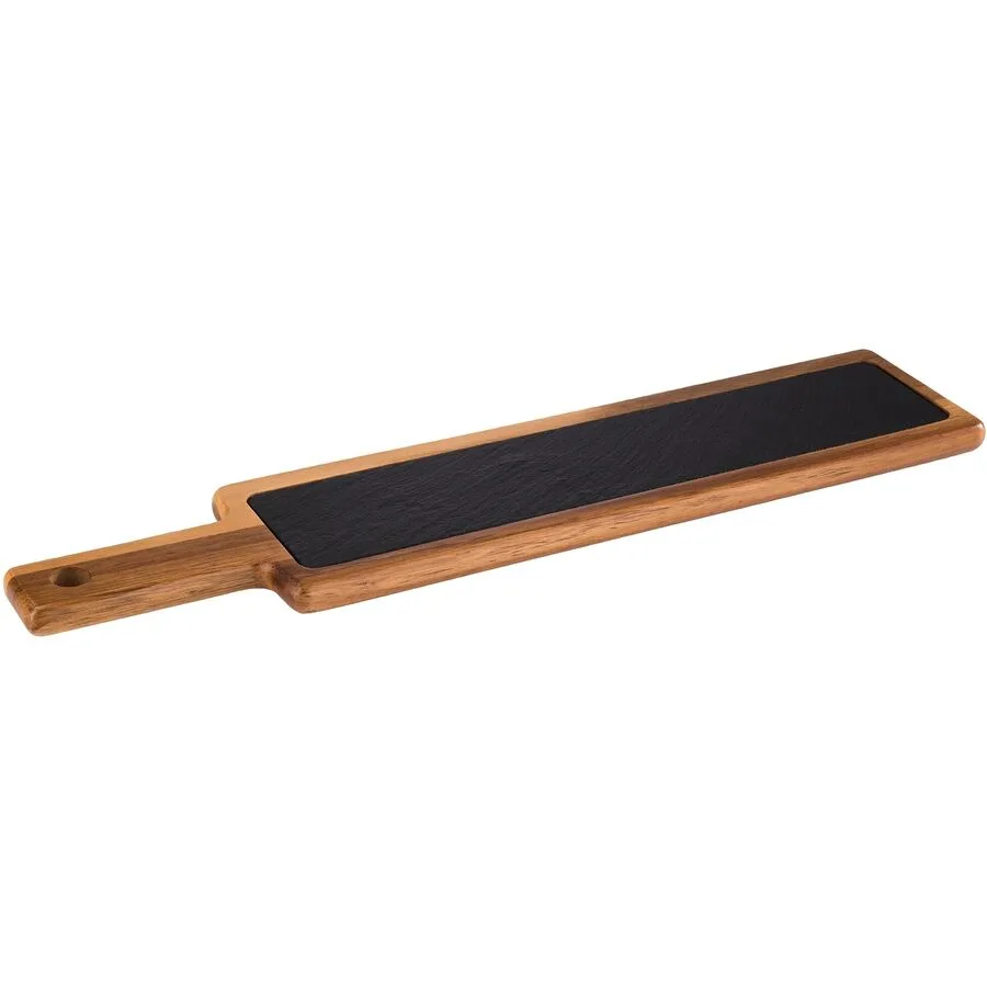 Servierbrett Aps braun/schwarz Holz/Schiefer B 43 T 12 cm