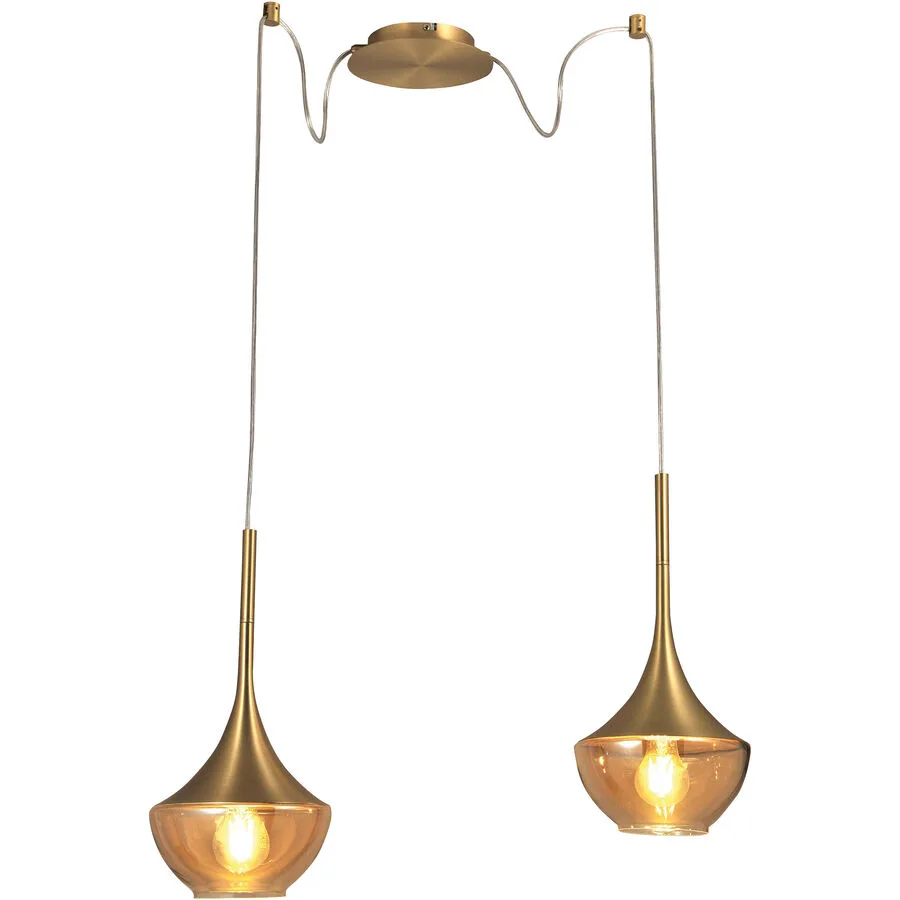 Pendellampe Lindita Glas/Metall 70 cm 35 cm - Farbe: messing - Material: Metall/Glas