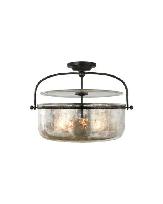 Lorford Semi-Flush Lantern Black Medium
