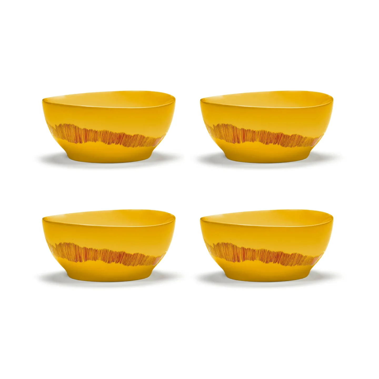 Serax Ottolenghi Feast Schale S Ø15 cm 4er Pack Yellow stripes red