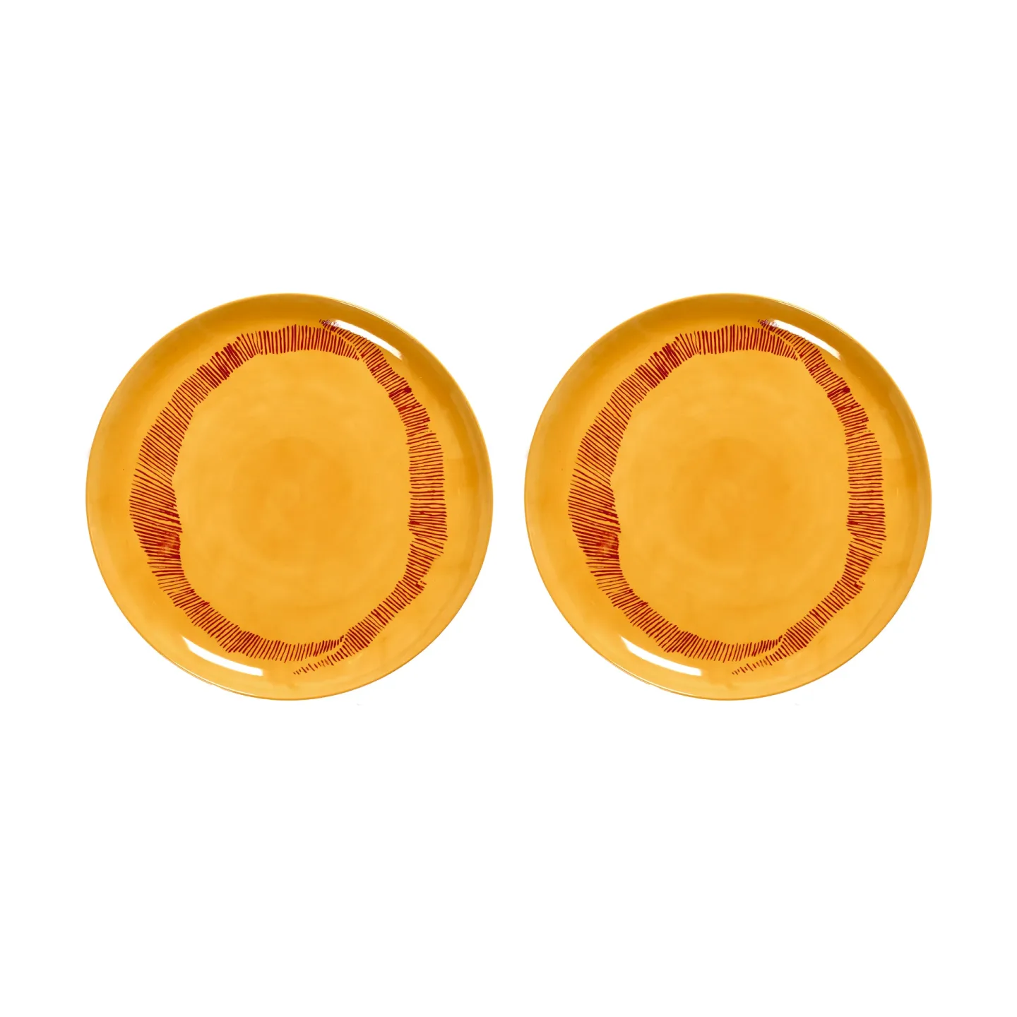 Serax Ottolenghi Feast Teller L Ø26,5 cm 2er Pack Yellow stripes-red