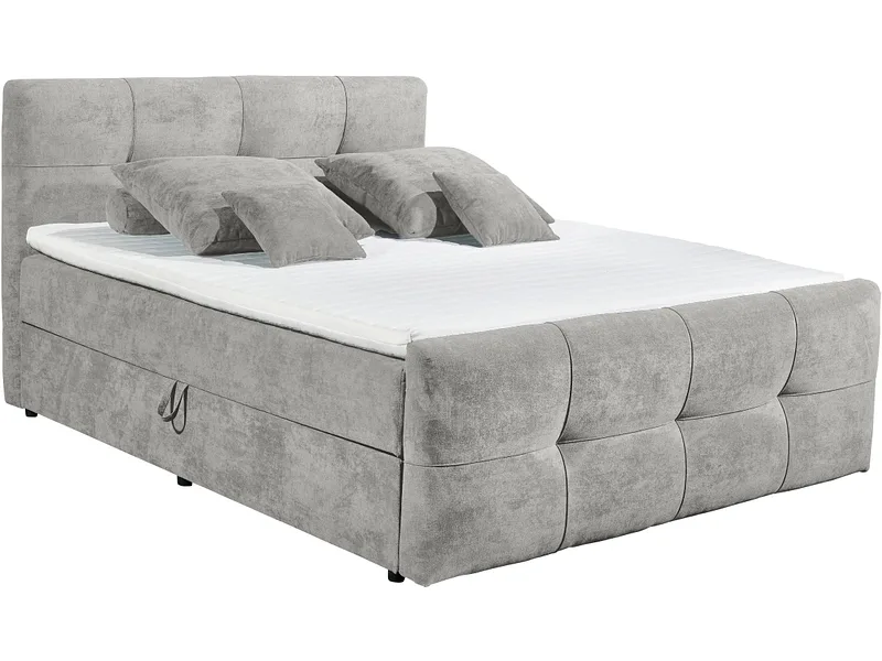 Boxspringbett OTTAWA hellgrau 160x200cm halbfest