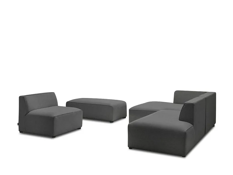Ecksofa mit Hocker BOBOCHIC MEGEVE Stoff chiniert dunkelgrau