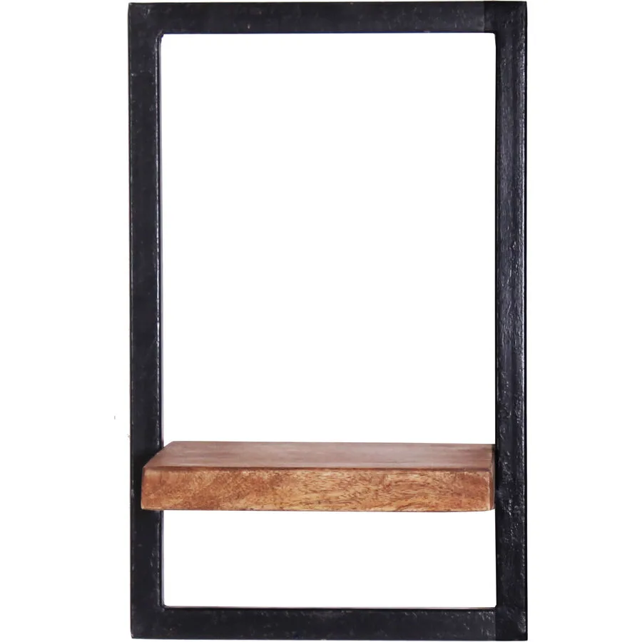 Wandregal Ecuador natur/schwarz Holz/Metall B 20 T 25 cm