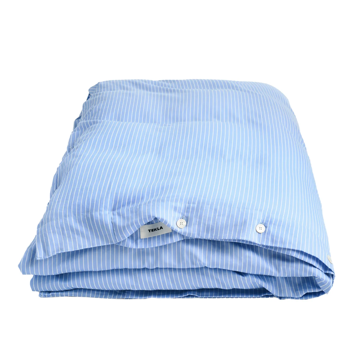 Tekla - Sateen påslakan enfärgat 150x210cm Polo Stripes - Påslakan - Blå - Bomull