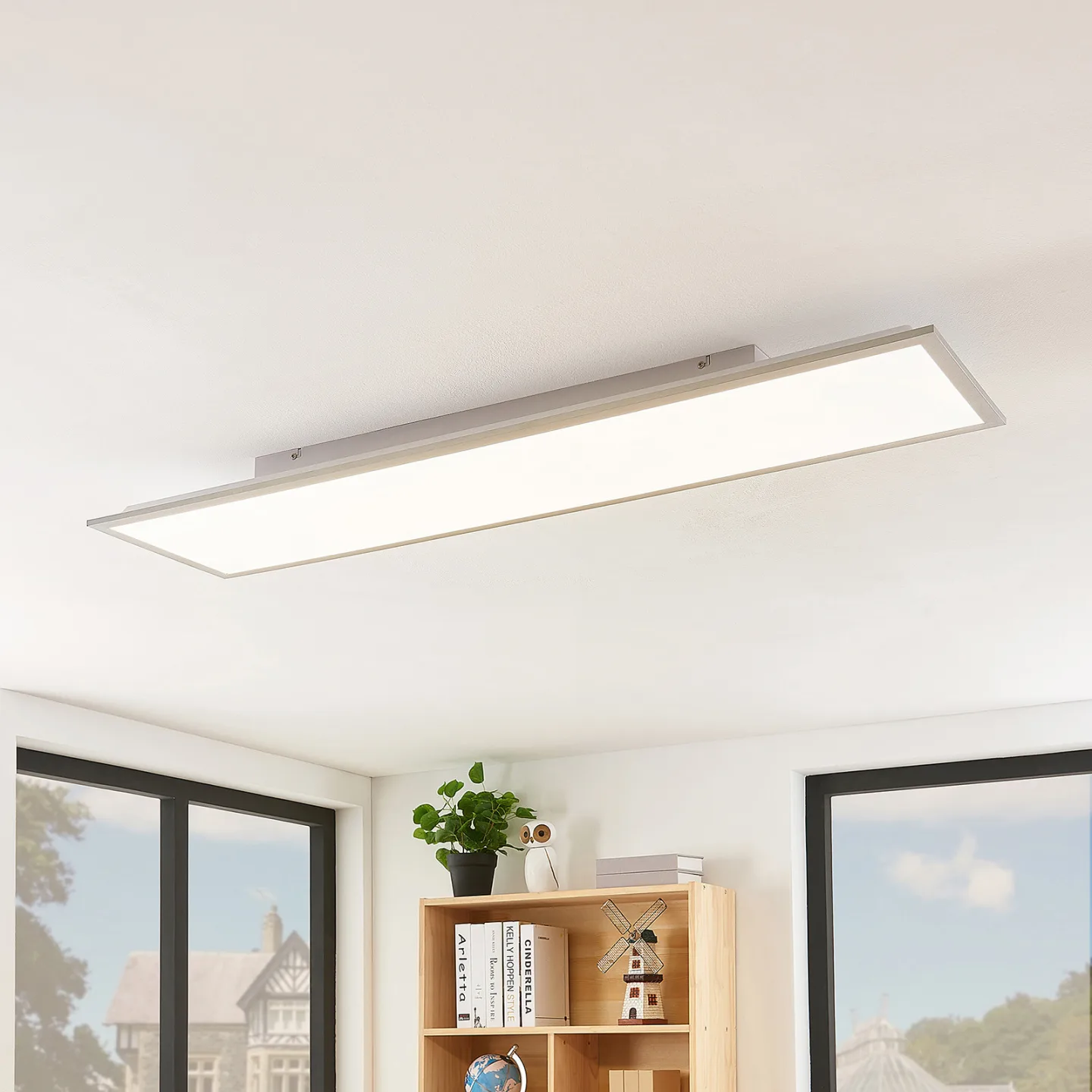 Lindby LED-Panel Stenley, 4.000 K, 120cm x 30cm, silber/weiß - Küche - Modern - Kunststoff - Eckig