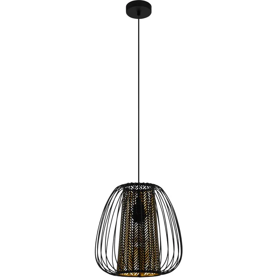 Eglo Pendellampe Curasao Gold/Schwarz Stahl/Stoff 0 cm 0 cm - Farbe: schwarz-gold