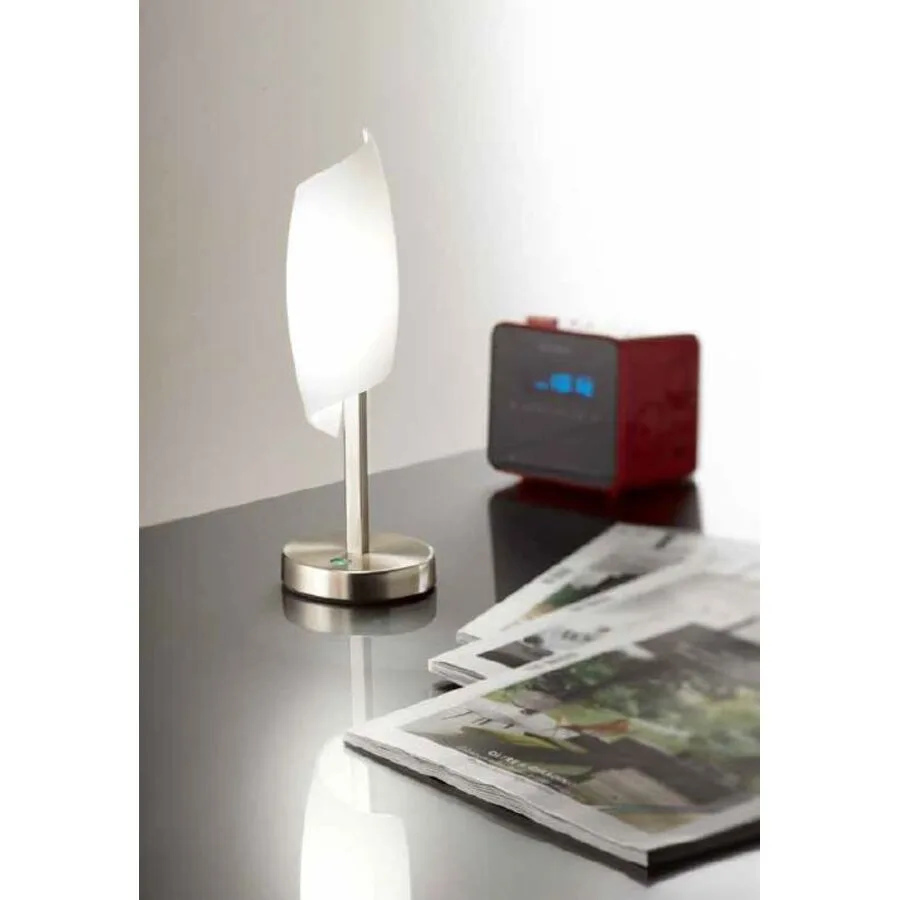 Tischlampe Roxie Silber/Weiss Glas/Metall 10 cm 30 cm - Farbe: nickel, weiss - Material: Metall/Glas - LED - Lichtfarbe: Warmweiss
