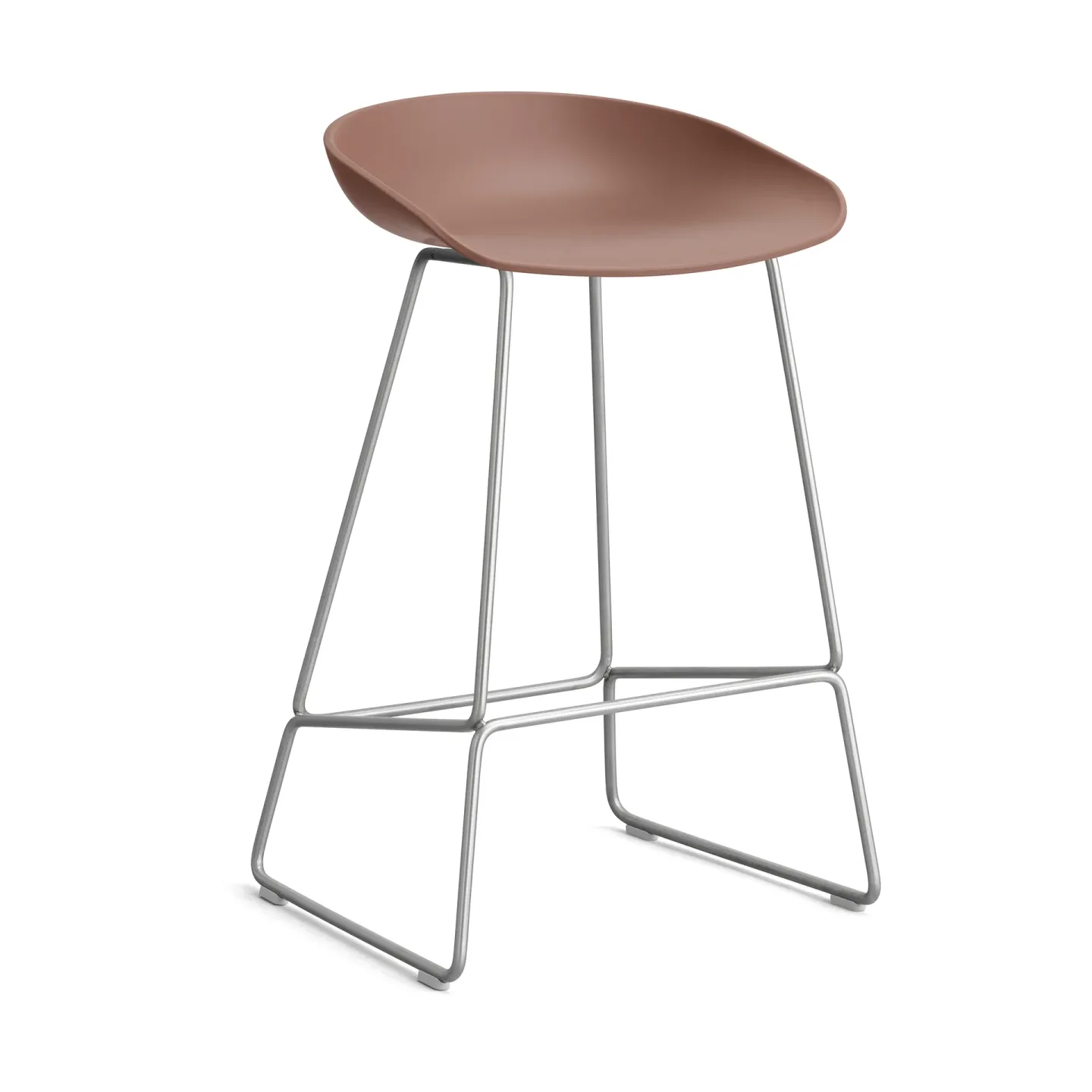 HAY About a Stool 38 Low Barhocker 2.0 Soft brick-Edelstahlgestell