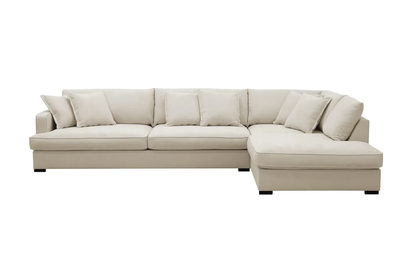 Rossita Lyx 4-sits Högervänd L-formad Extra Djup Schäslongsoffa i Tyg - Beige Tyg