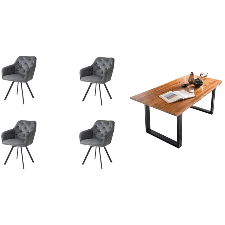 Essgruppe Eats cognac Akazie/Samt B 180 T 90 cm 4