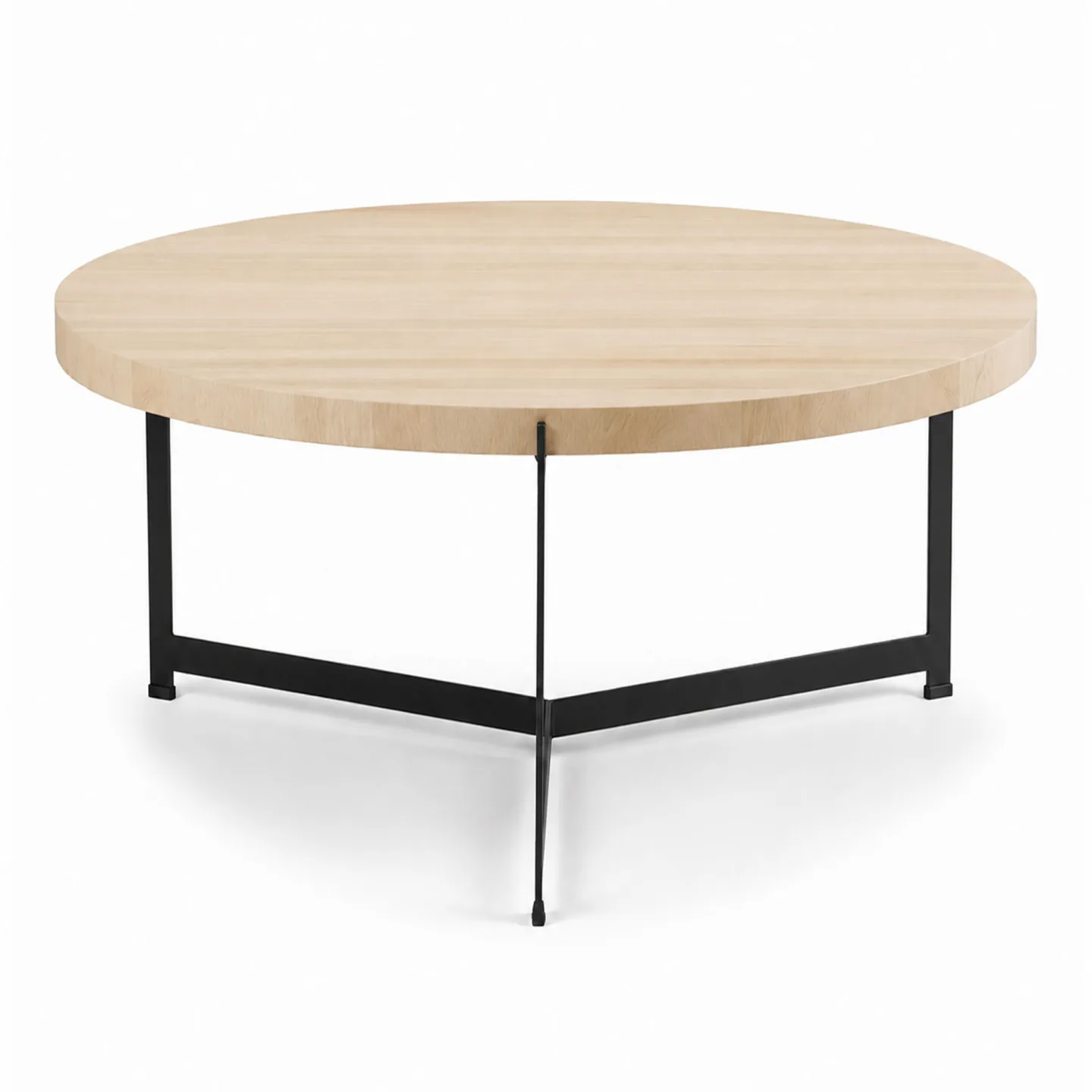 Dk3 - Plateau Coffee Table - Ø 60 cm - Höjd 45 cm, Skiva i Tvålad ek, Underrede i Svart pulverlackerat stål - Soffbord - Søren Rose Studio - Träfärgad - Metall/Trä