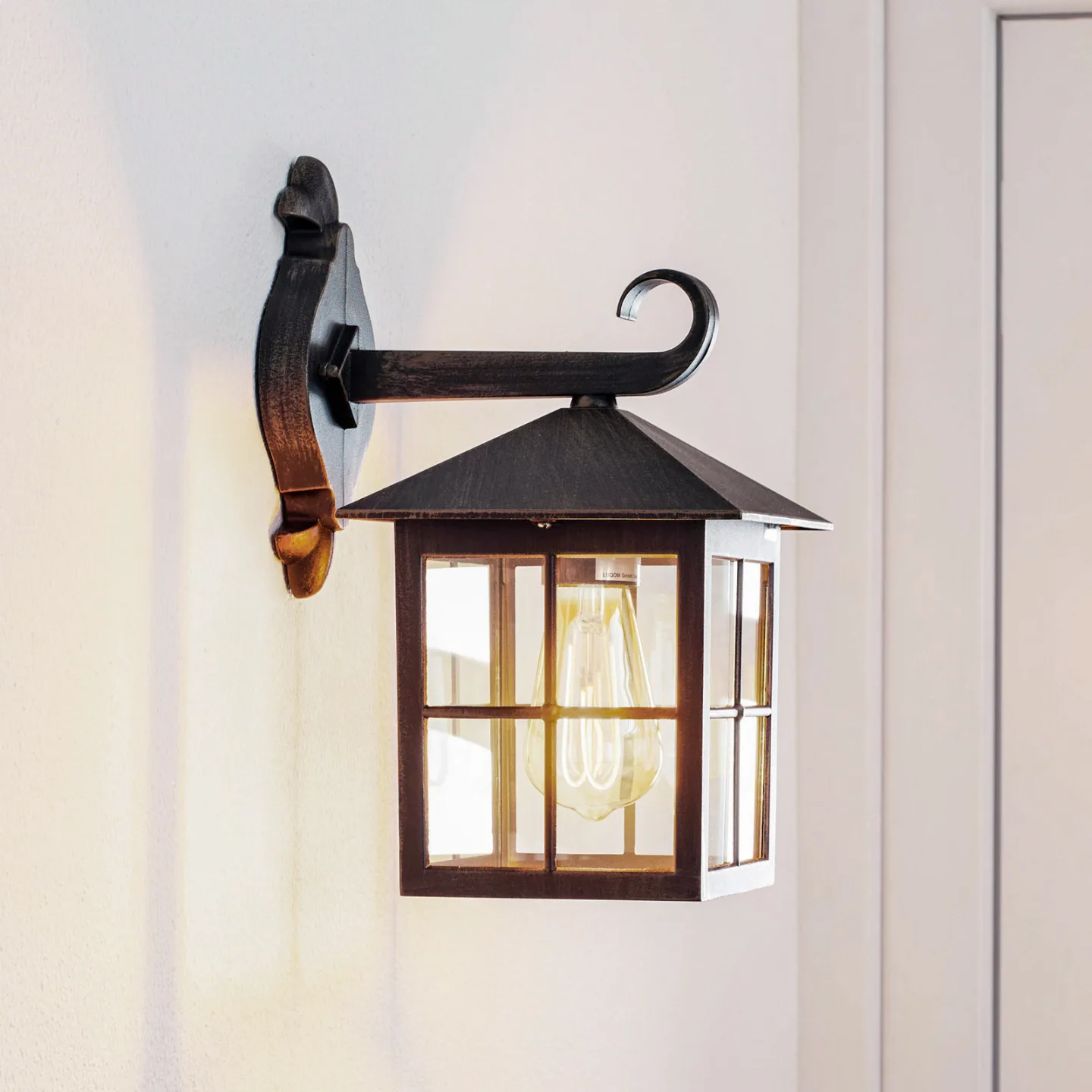 Ida Außenwandleuchte, rostfarben, 34cm, Laterne, E27- Lindby - Balkon - Antik - Aluminium - Einflammig