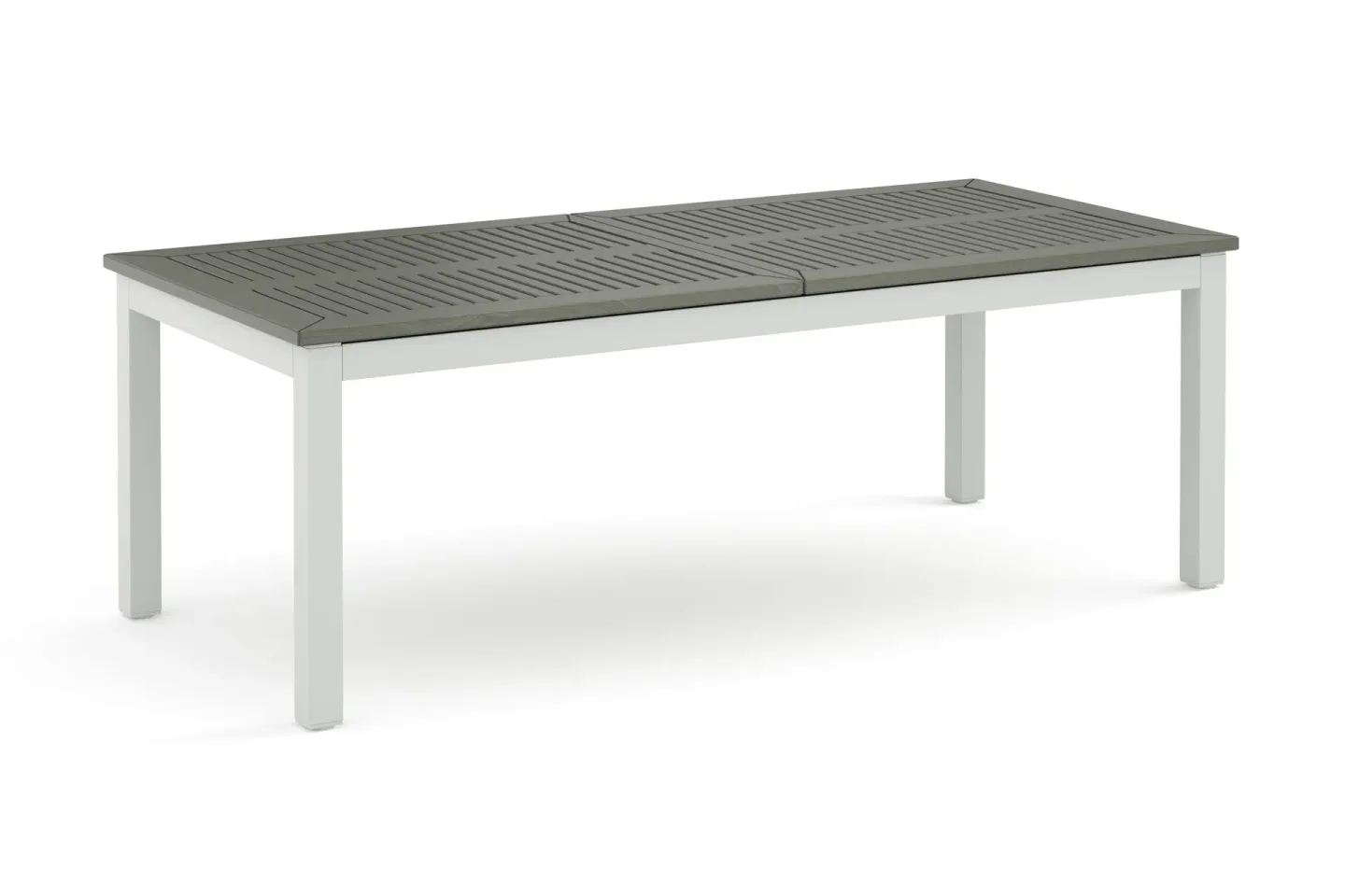 Monaco Stort rektangulärt förlängningsbart bord utomhus med iläggsskiva 210-310x90 cm i aluminium/plast - Vit/Grå