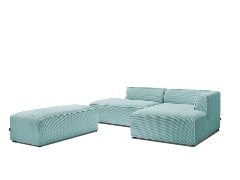 Ecksofa BOBOCHIC MEGEVE Cord-Stoff hellblau