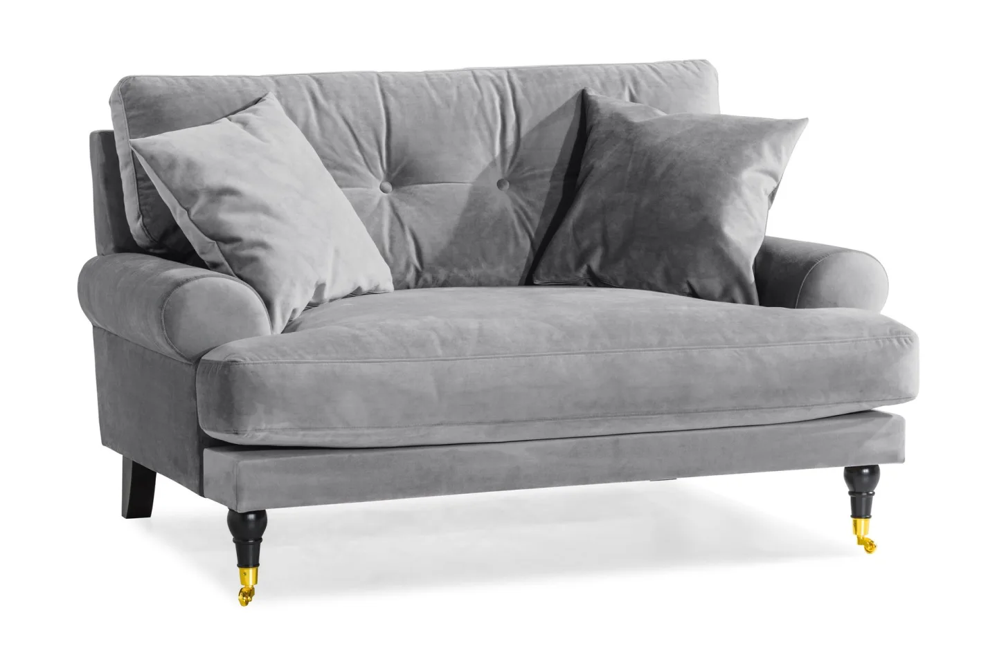 Andrew Loveseat Sammet - Silvergrå/Mässing