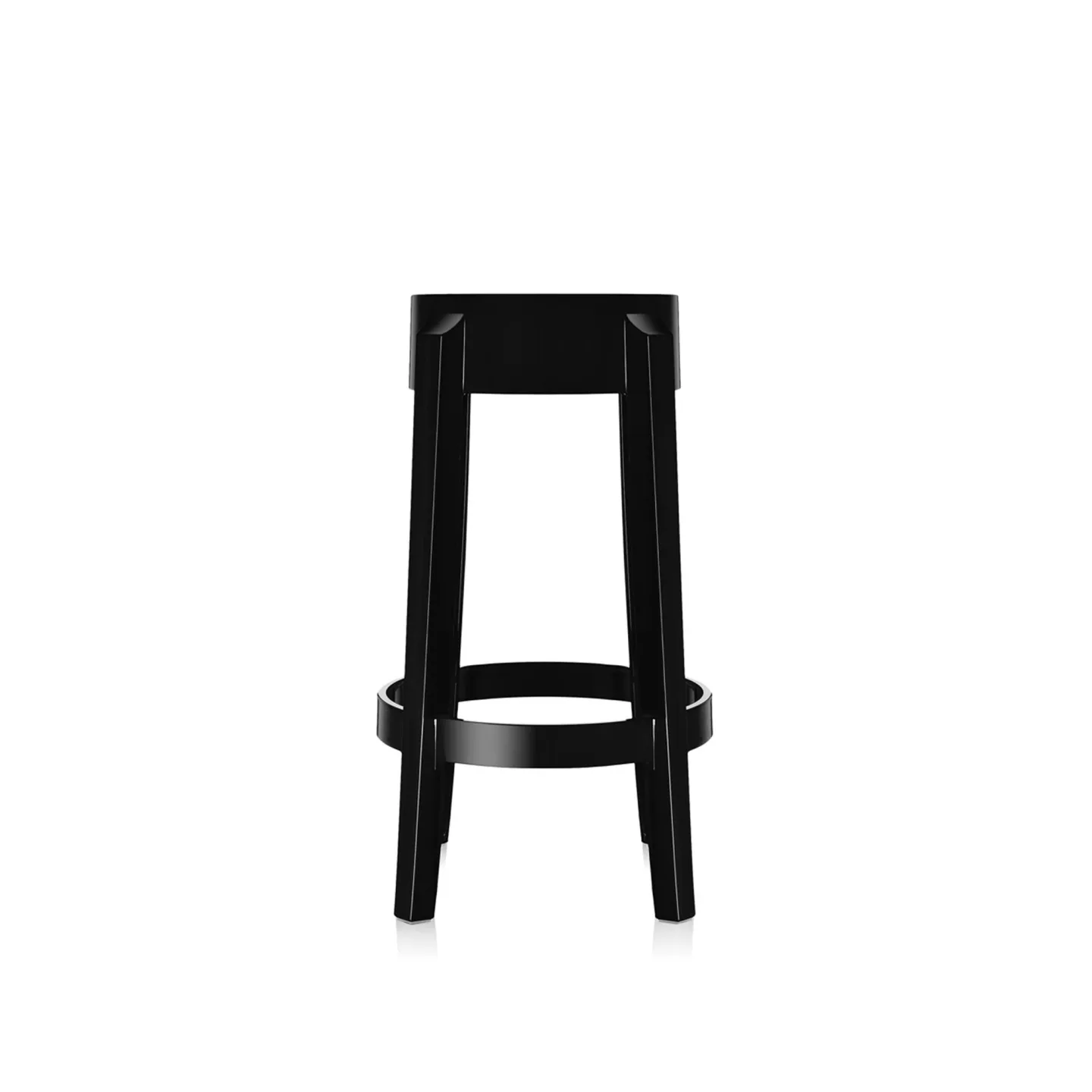 Kartell - Charles Ghost Stool 4898, Glossy Black, H: 65 - Barstolar - Philippe Starck - Svart - Plast