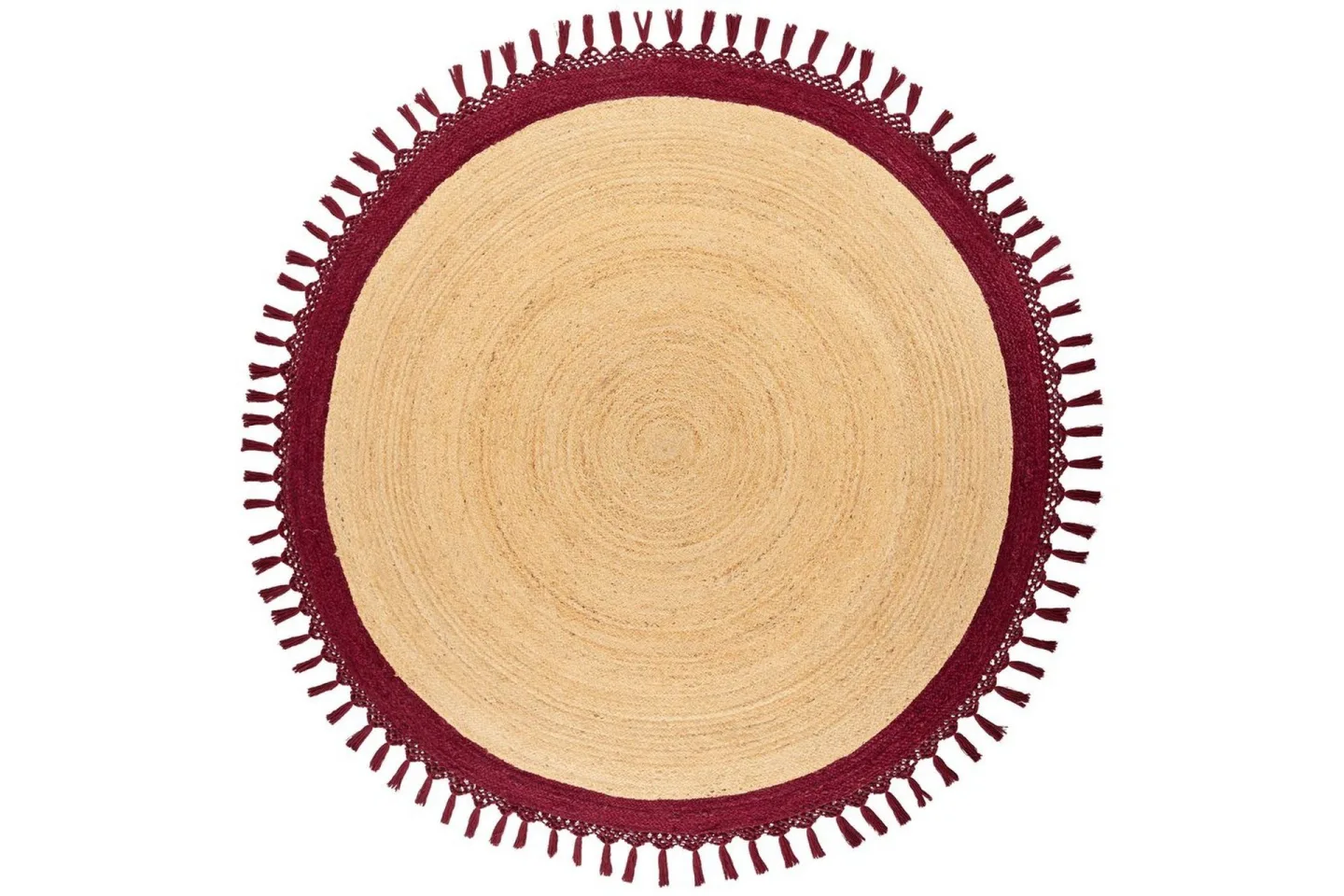 Plattvävd Marts - Beige, Röd, 200x200 cm