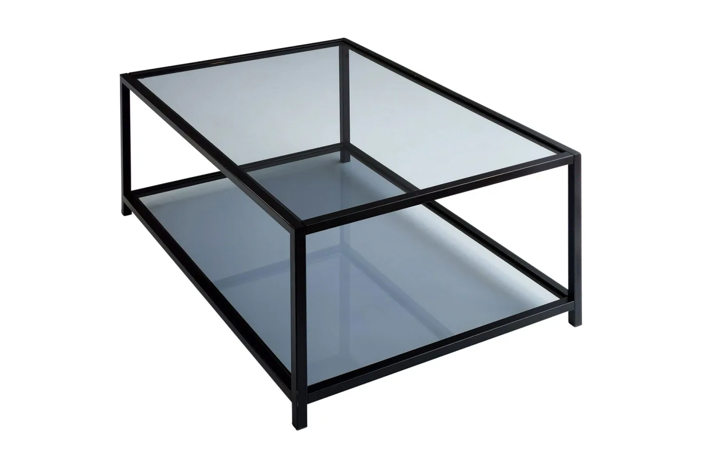 Sabani Soffbord 90 cm med Förvaring Hylla - Glas/Rökfärgad/Svart