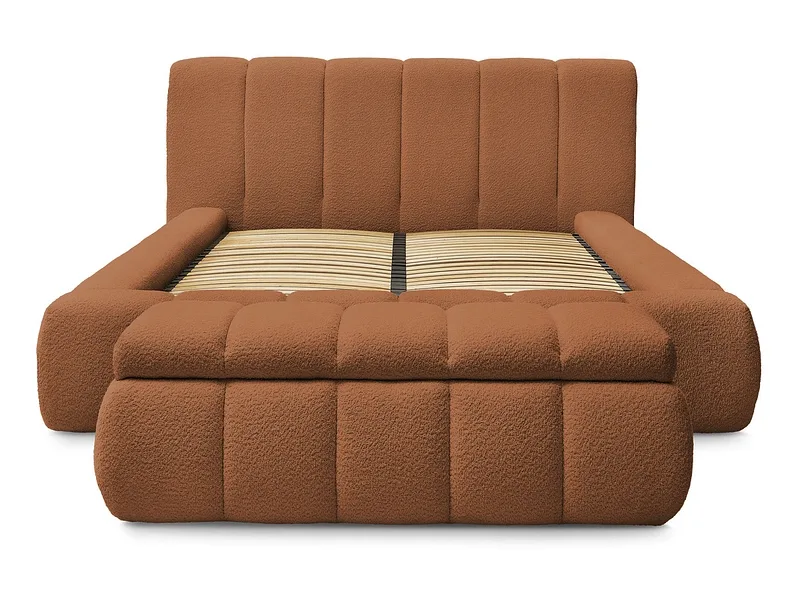 Kastenbett mit Bettkasten BOBOCHIC DENALI 160x200cm boucle-stoff orange