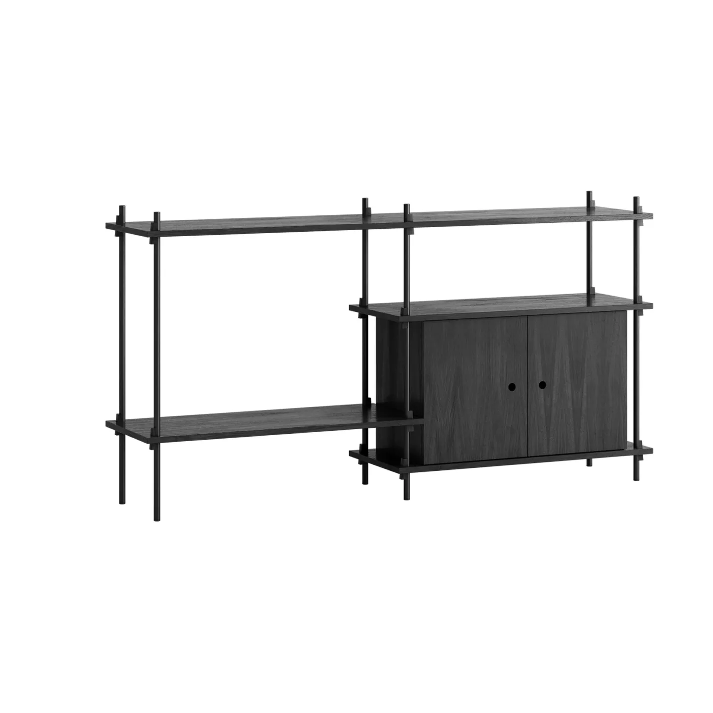 MOEBE Shelving System Regal mit Schrank Black, 163×85×35 cm, S.85.2.C