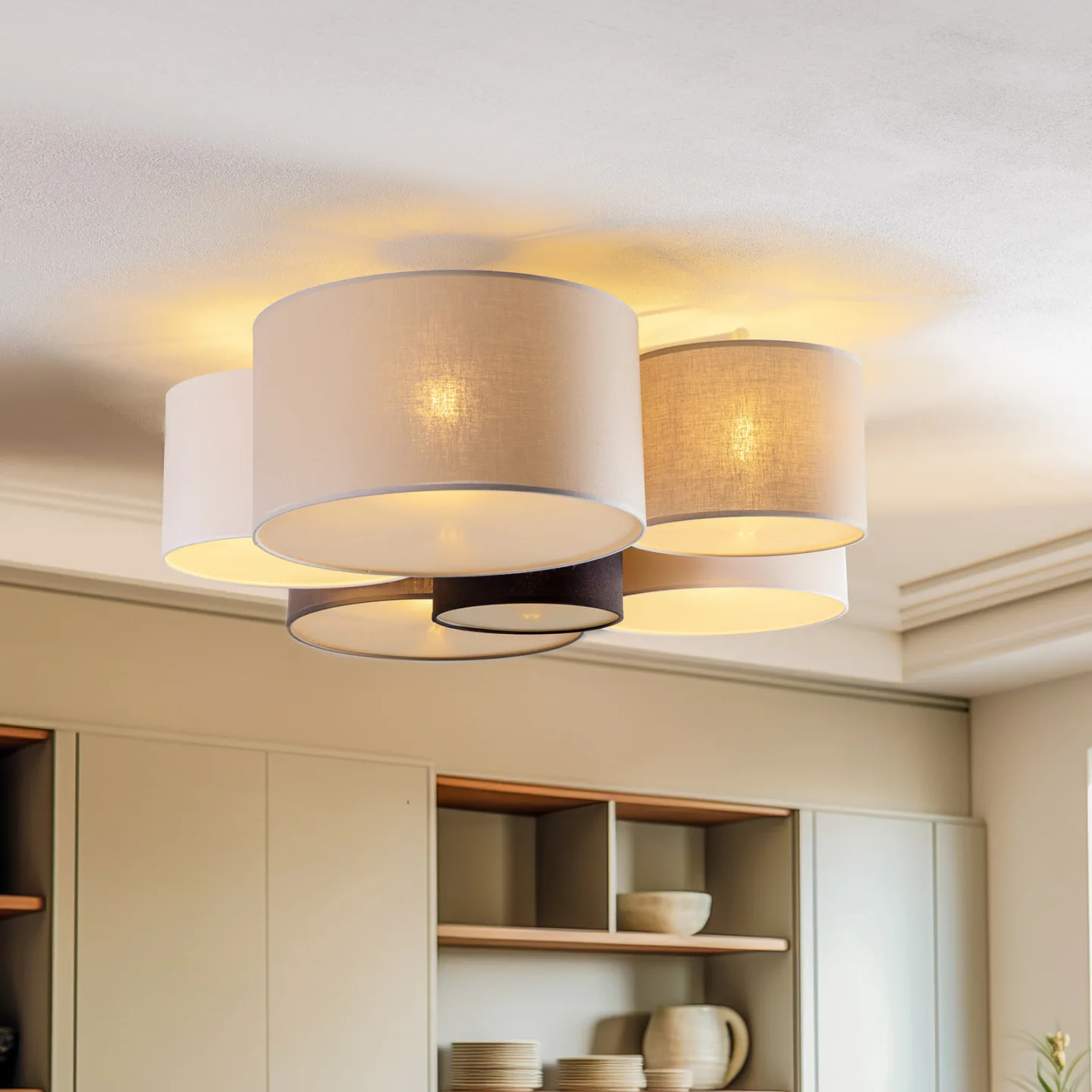 Lodge 6 Taklampe Multi - Euluna - Stue - Moderne - Stoff / Tekstil - Rund