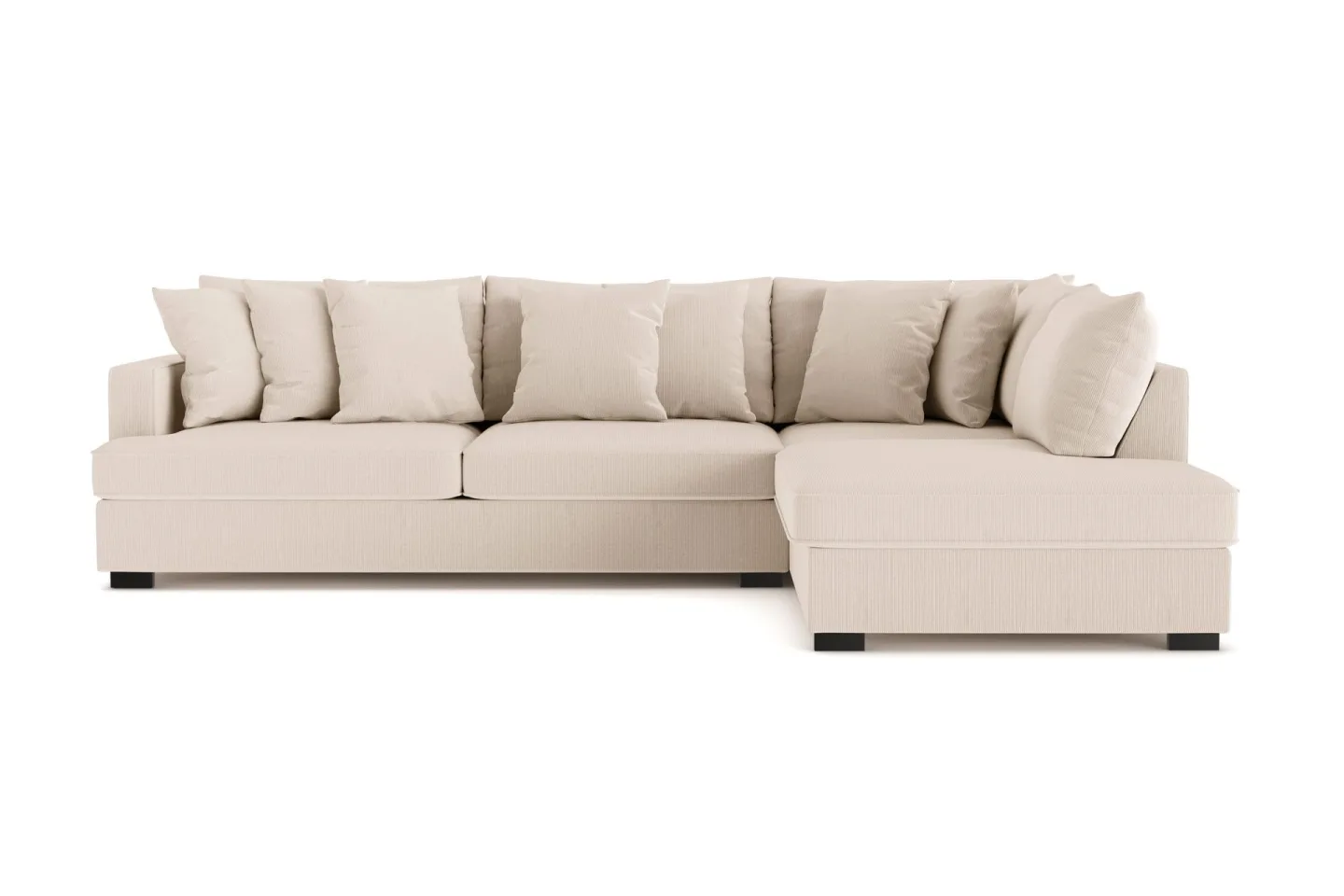 Rossita 4-sits Högervänd L-formad Djup Schäslongsoffa i Manchester - Beige
