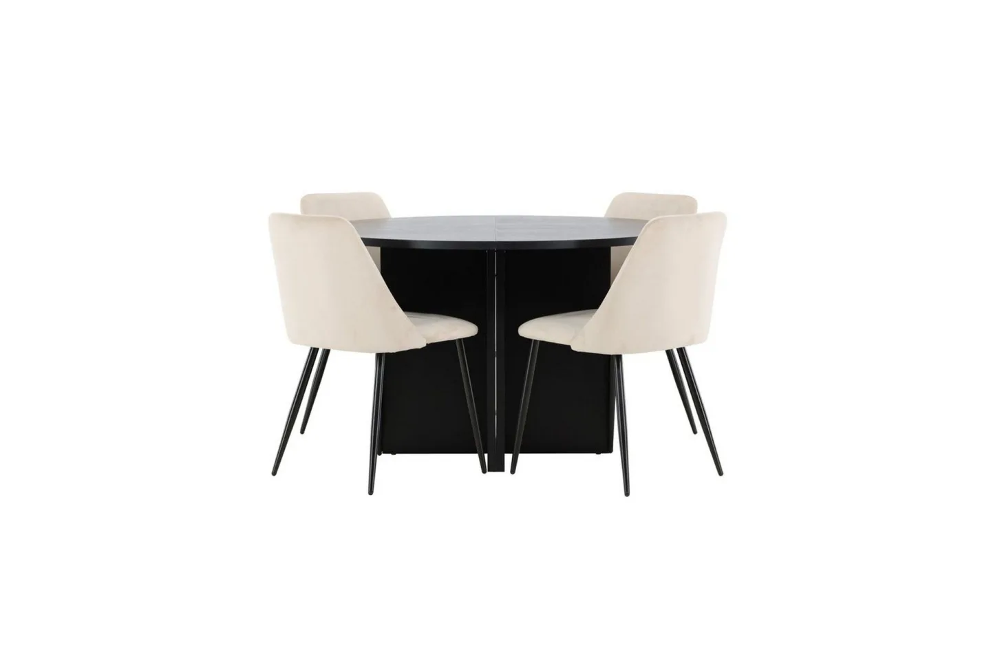 Matgrupp Strada Runt 120/170 cm Svart med Night Stolar 4 st - 4 st