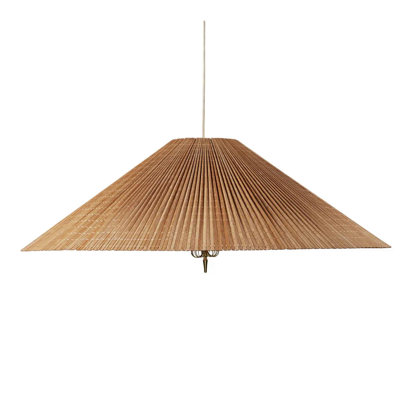Gubi - 1972 Pendant - Large Base: Brass, Shade: Bamboo Untreated - Pendellampor - Paavo Tynell - Beige - Metall