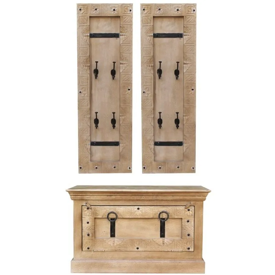 Garderobenmöbel Daipur natur Holz/Metall B 120 T 40 H 110 cm