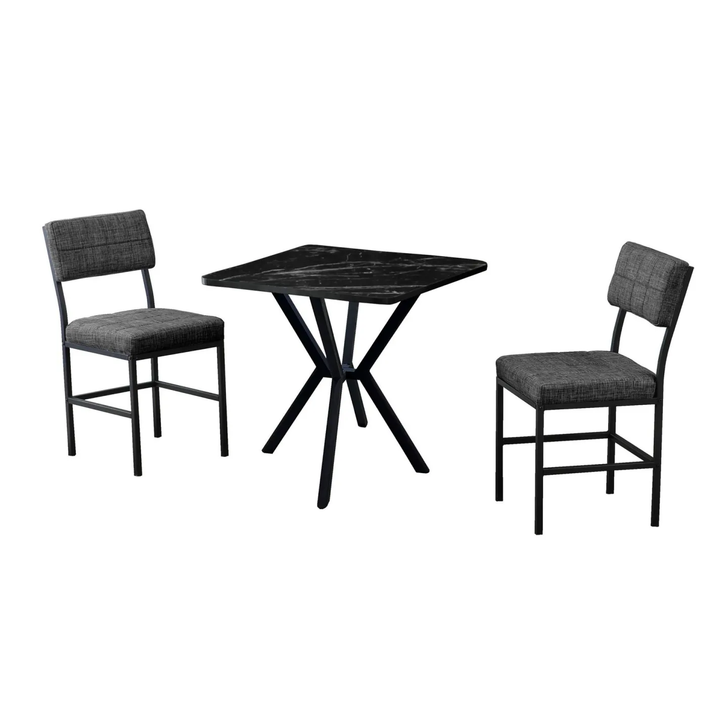 Stedum Matgrupp Bord 70 cm + 2 Stolar - Antracit Och Svart
