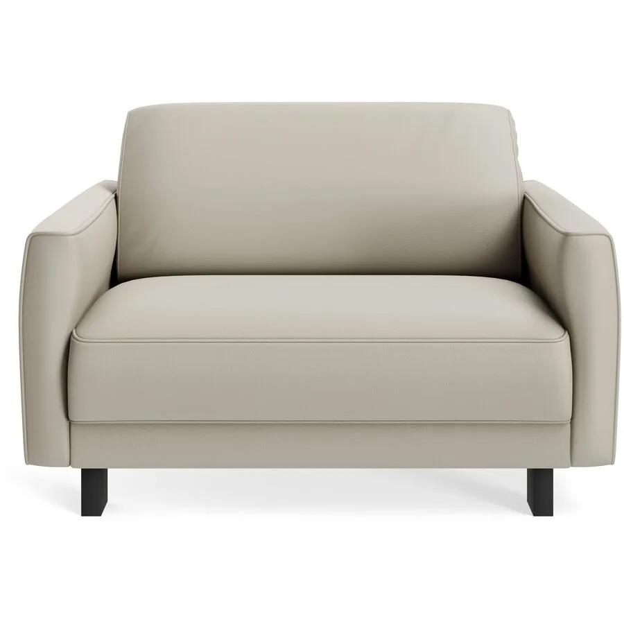 Sessel Avena Grau Leder, Eiche B 117 T 96 H 74 cm - Möbel Konfigurator: Traummöbel individuell zusammenstellen