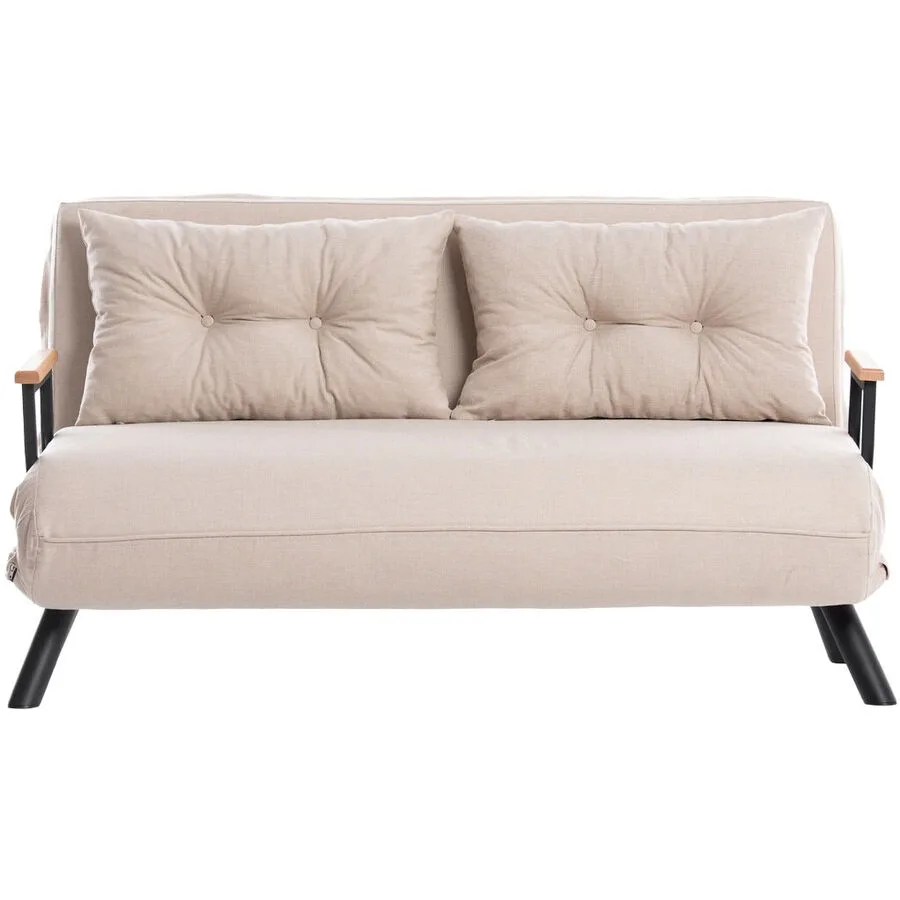 Bettsofa Foldbar Cream Leinen B 133 T 50 cm