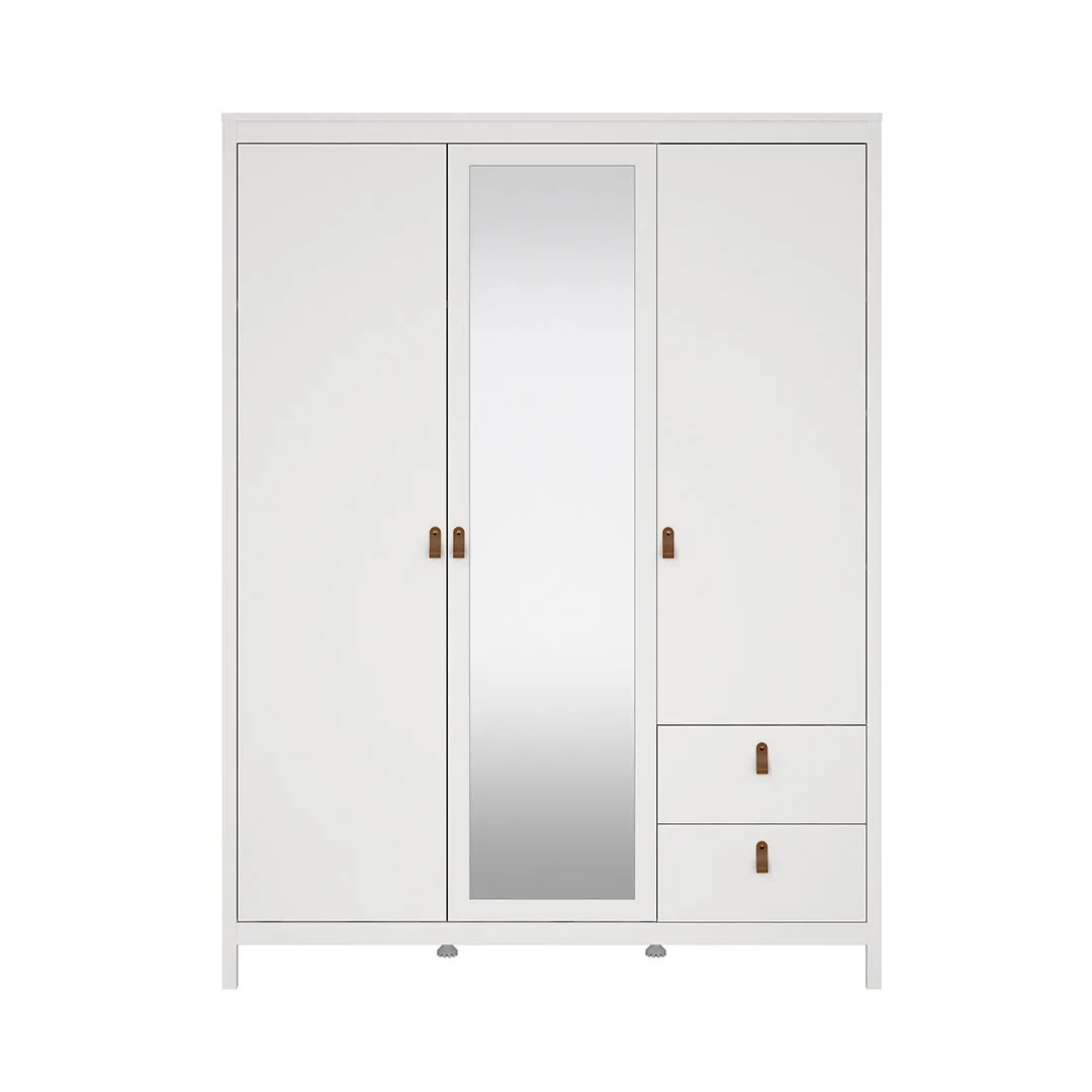 Madrid Kleiderschrank 199x150x59cm, 2 Türen, 1 Spiegeltür, 2 Schubladen weiß.