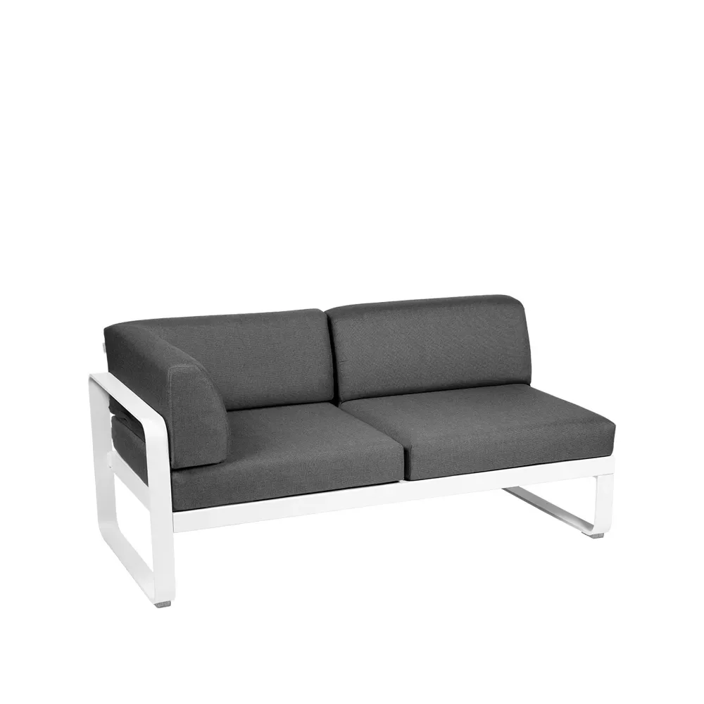 Fermob Bellevie Corner modulsoffa 2-sits Cotton white (vit)-graphite grey dyna-vänster