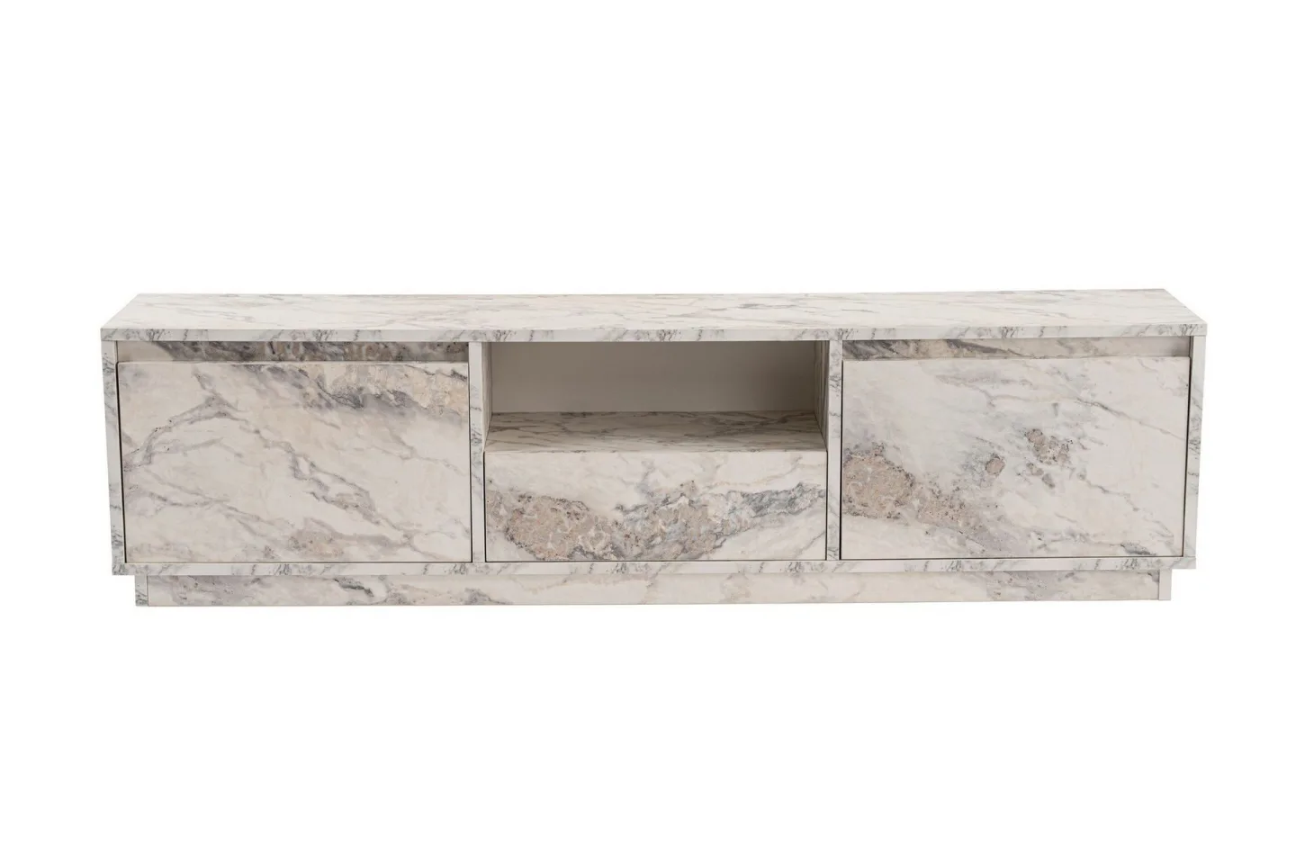 Gulliver Tv-bänk 160x30 cm - Ljus Beige/Marmor