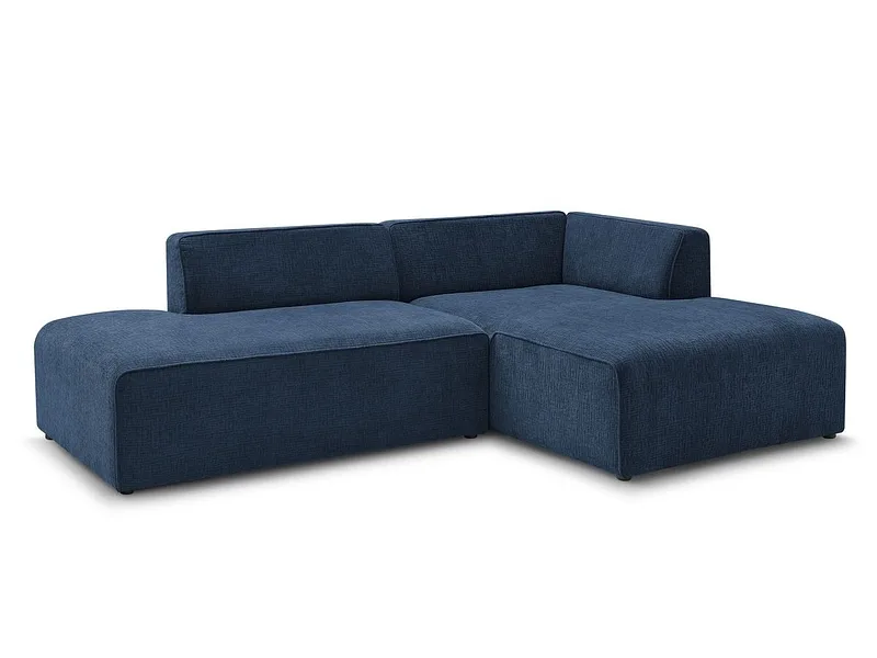Ecksofa BOBOCHIC MEGEVE Stoff mit Textur dunkelblau