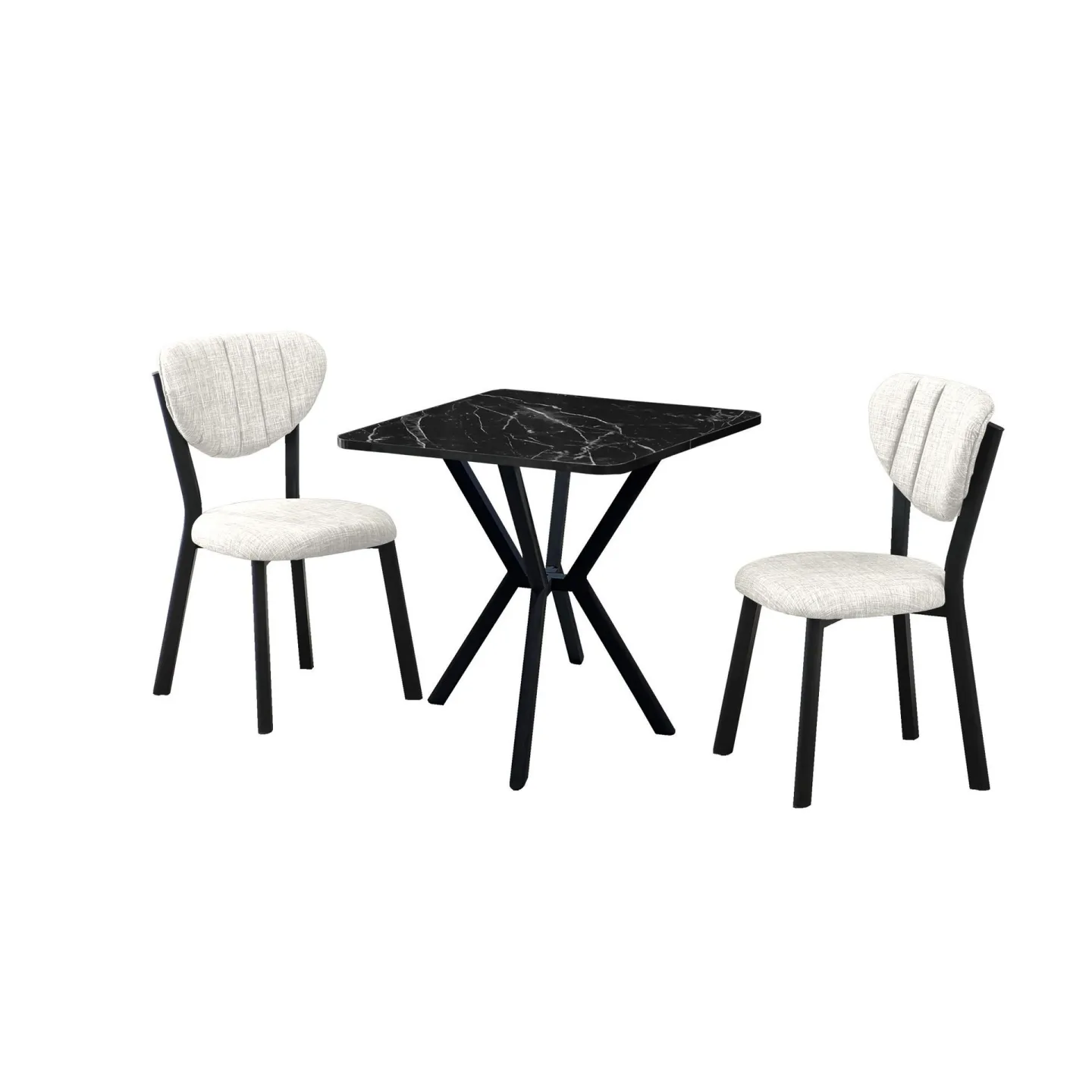 Krylor Matgrupp Bord 70 cm + 2 Stolar - Kräm Svart